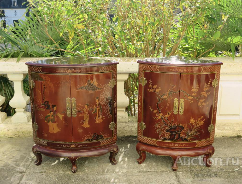 Угловая тумба Шинуазри Парные тумбы Роспись Винтаж