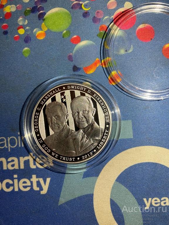 1 Доллар Генералы армии США Маршалл Эйзенхауэр 2013 США Серебро