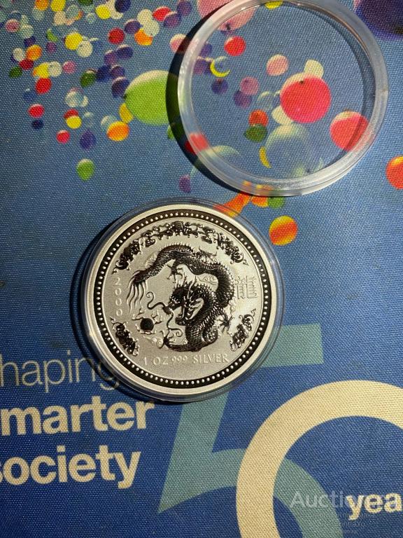 1 Доллар Лунный календарь Год Дракона Лунар 2000 Австралия Серебро