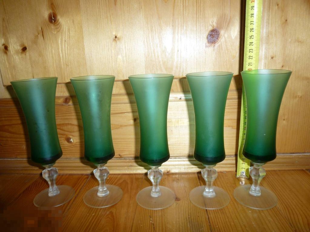 БОКАЛ ФУЖЕР РЮМКА 5 ШТУК МАТОВОЕ ЗЕЛЕНОЕ СТЕКЛО цена за 1 шт.