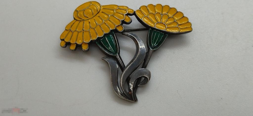 БРОШЬ "ОДУВАНЧИКИ "  МЕЛЬХИОР КРАСНОСЕЛЬСКАЯ ЮВЕЛИРНАЯ ФАБРИКА  СССР