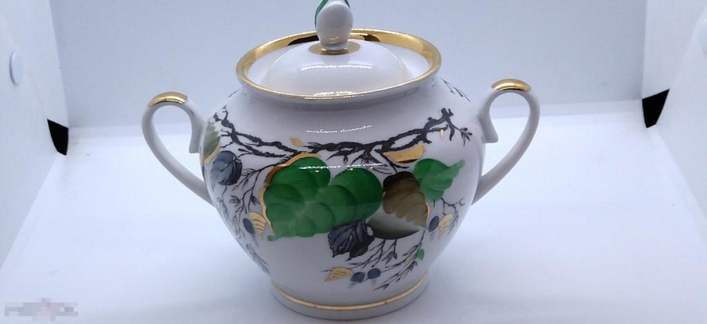 САХАРНИЦА БЕРЁЗКА  ФАРФОР, ПОЗОЛОТА ЛФЗ,СССР