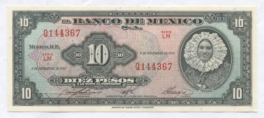 МЕКСИКА 10 ПЕСО 1961 UNC(Не дорого)