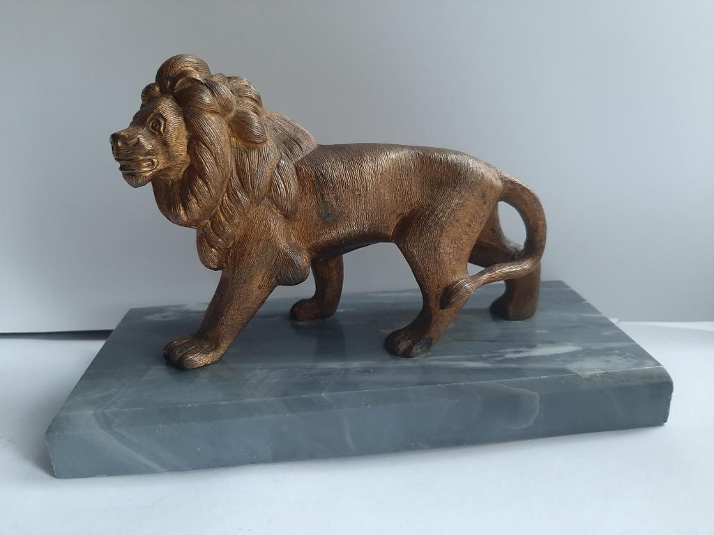 СТАТУЭТКА СКУЛЬПТУРА СТАРИННАЯ ЛЕВ БРОНЗА НАЧАЛО 20 В
