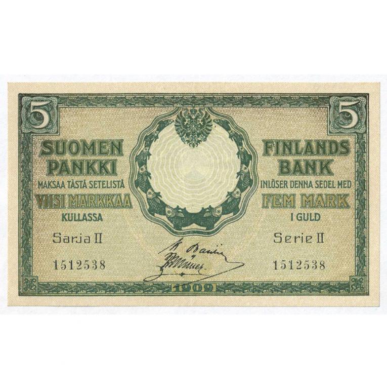 Финляндия 5 марок (золотом) 1909 (1918)