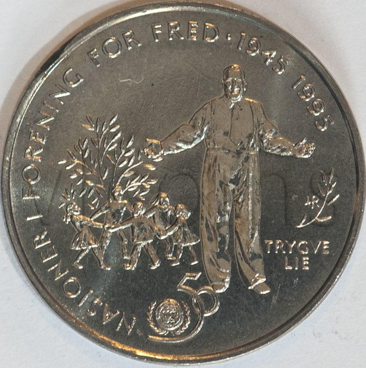 Норвегия 5 крон 1995 50 лет ООН UNC 92581