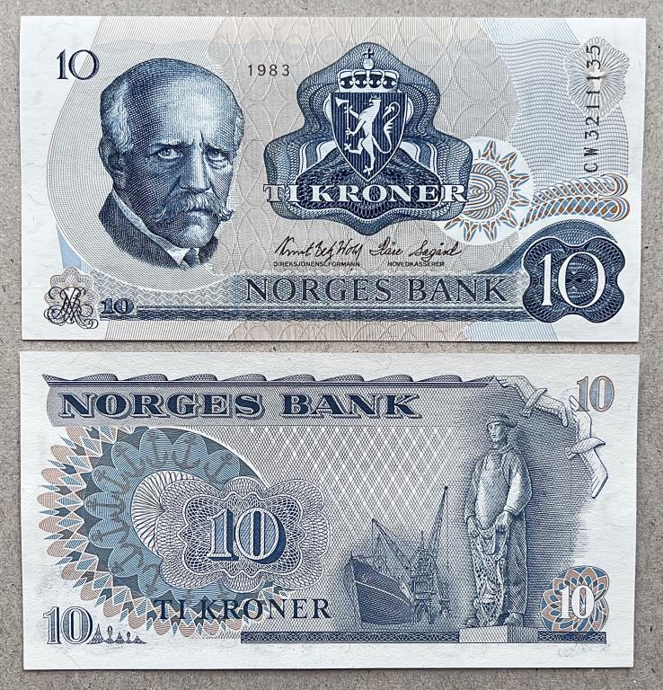 НОРВЕГИЯ 10 КРОН 1983 ГОД UNC