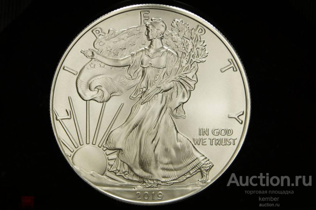 в коллекцию Шагающая свобода США 1 доллар 2019 UNC серебро 2077