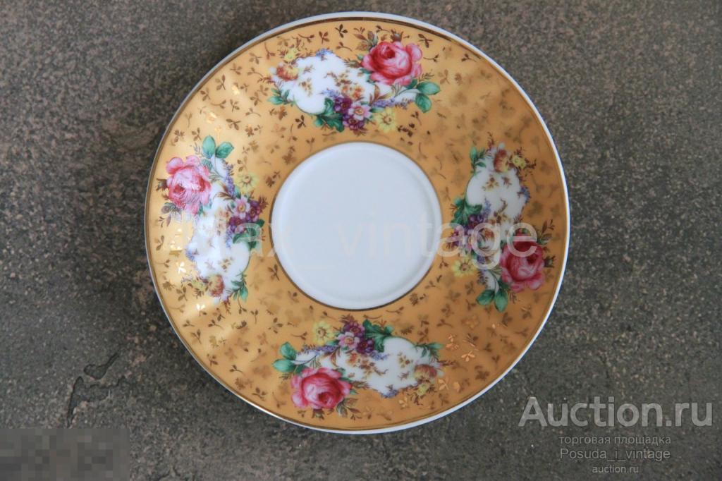 Блюдце от кофейной пары Yamasen GOLD COLLECTION. Япония. Костяной фарфор