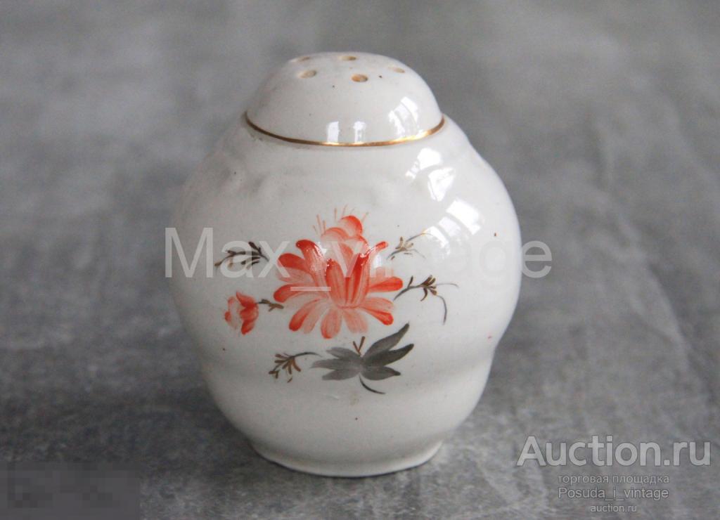 Солонка/перечница ЗИК Конаково 1950-е г. Ручная роспись.