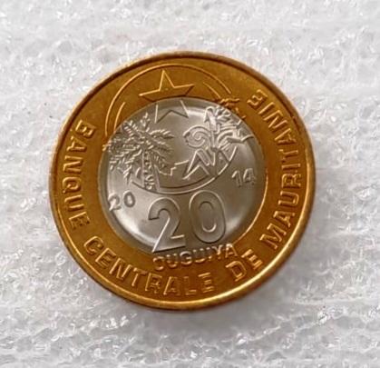 Мавритания 2014 год 20 угий, идеальная биматал