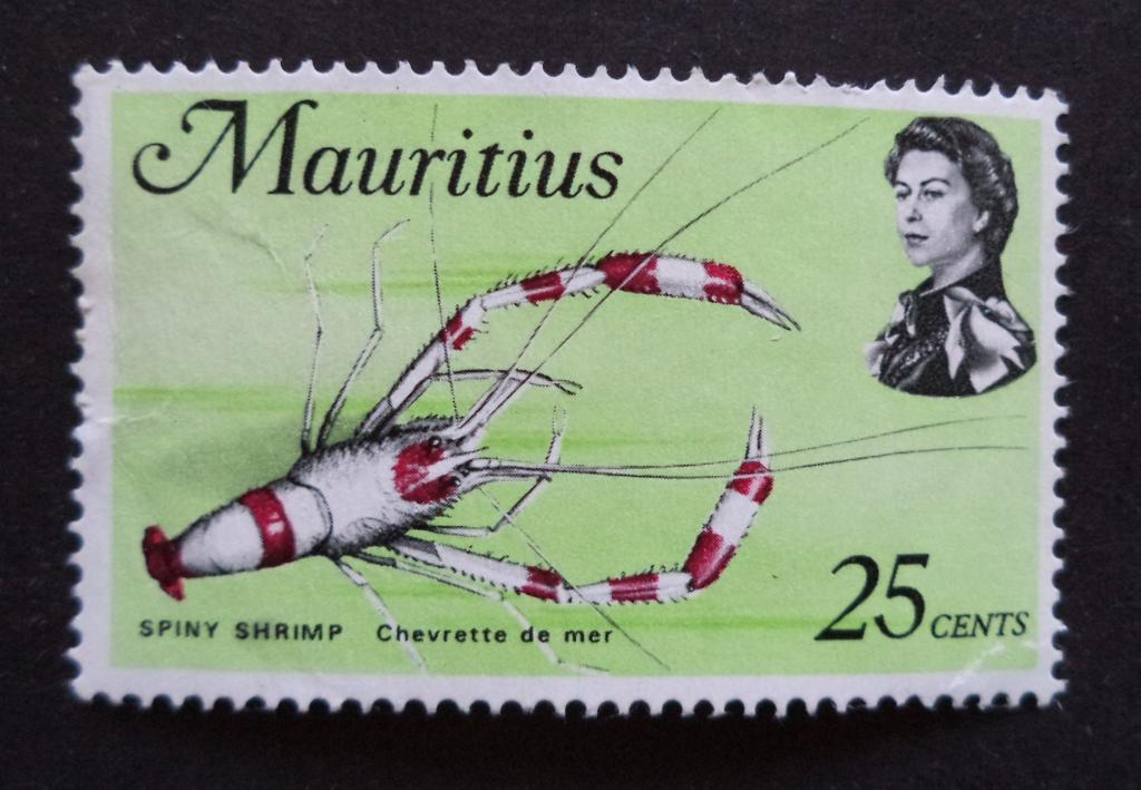 Маврикий 1969 г.  Фауна .  Креветка  25с.   ЧБК   Би.4