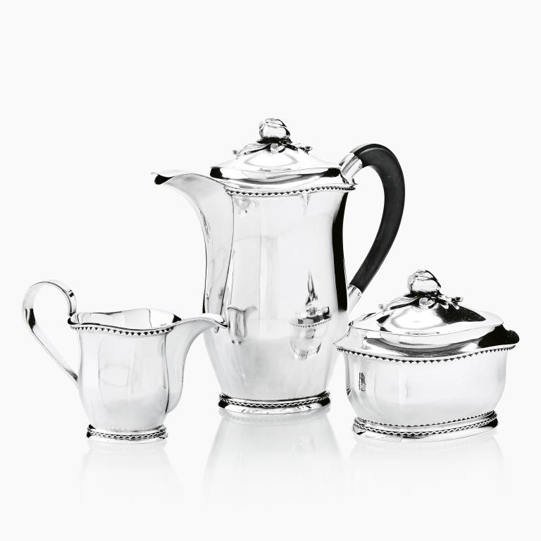 Серебряный кофейный сервиз, 3 предмета. Швеция, 1960 год