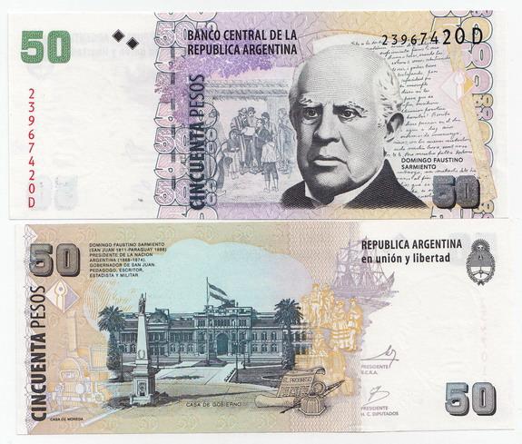 Аргентина 50 песо 2010 KM#356a.5 серия D UNC