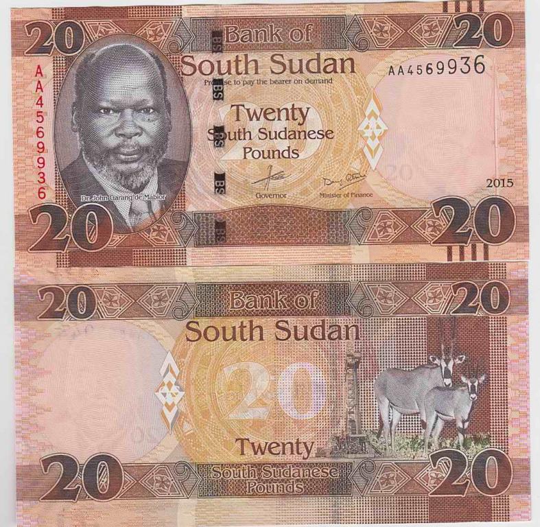 Южный Судан 20 фунтов 2015 UNC
