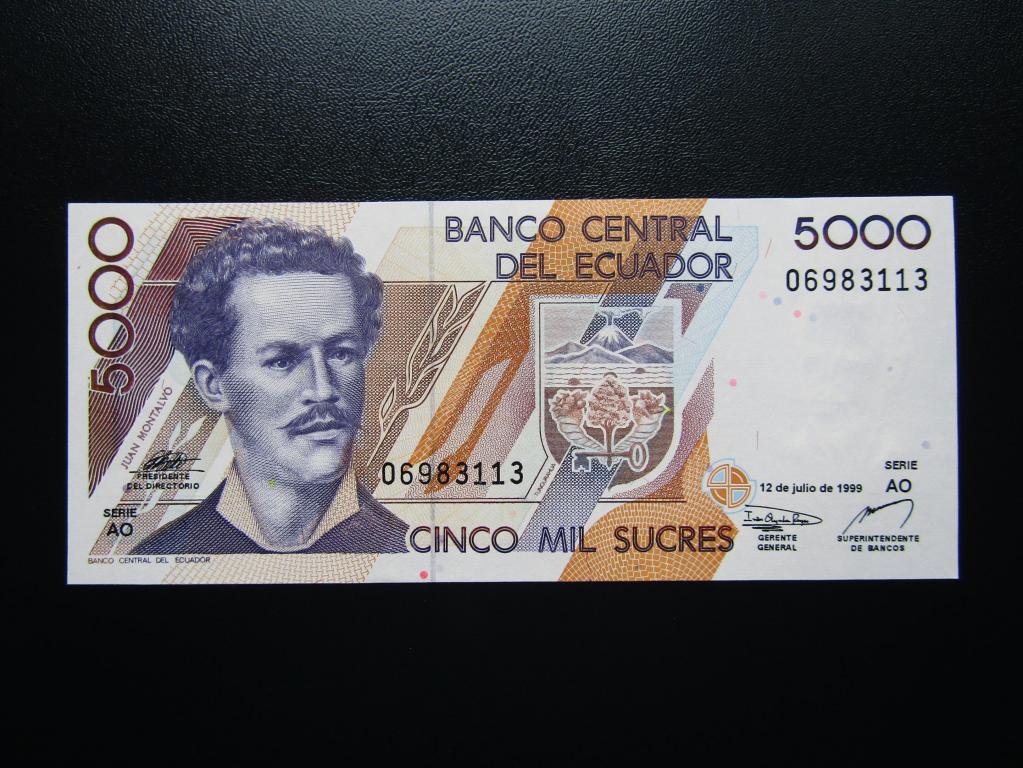 Эквадор - 5000 сукре 1999г. UNC.