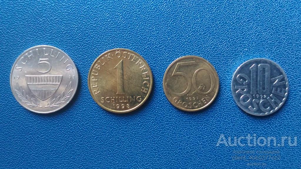 Австрия набор 10, 50 грошей, 1, 5 шиллингов 1992 - 98 годов