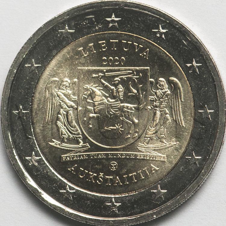 Литва 2 евро 2020 Аукштайтия UNC 72371