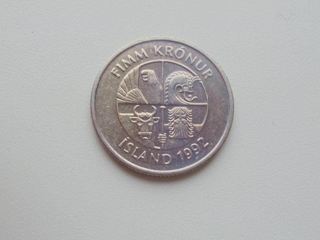 Исландия 5 крон 1992г