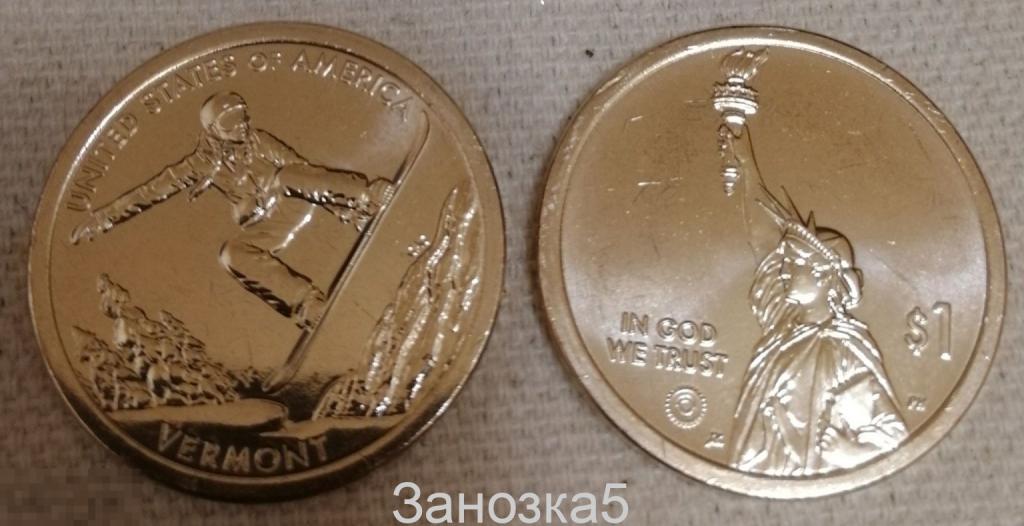 США 1 доллар 2022 Сноуборд Вермонт, оба двора в наличии UNC