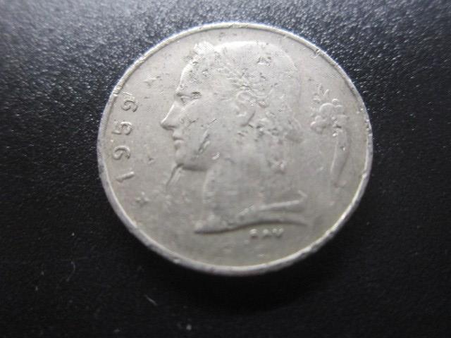 БЕЛЬГИЯ 1 ФРАНК  1959     BELGIQUЕ