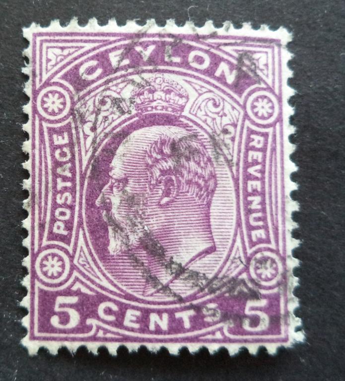 Цейлон 1908 г.   Стандарт  5с.  гаш.   Би.3