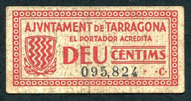 Испания 10 сантимов 1937 AJUNTAMENT DE TARRAGONA   095824C