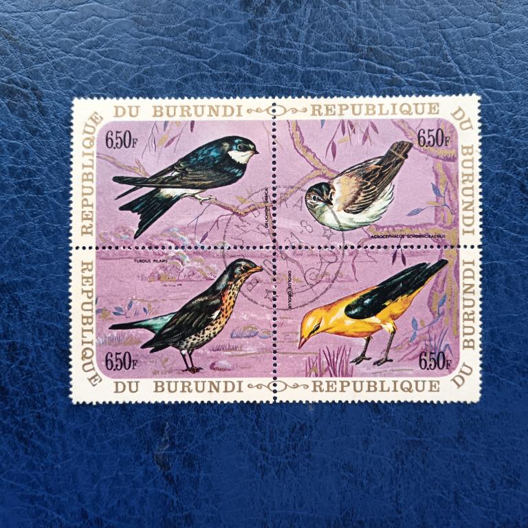 Марки Бурунди 1970 год Птицы гаш альбом 6 лист 2