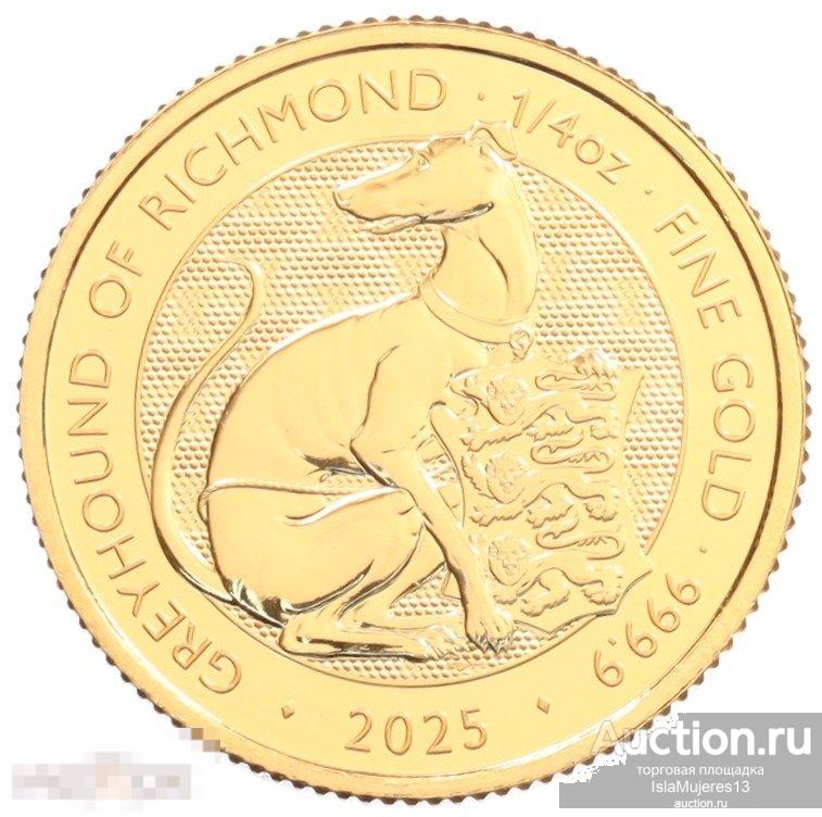 25 фунтов 2025 года Великобритания Звери Тюдоров  Белая Борзая Ричмонда