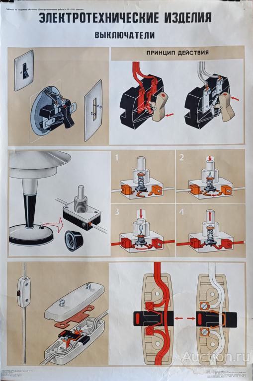 "Электрические изделия, выключатели" плакат Филатов В.Ю. 1983 год