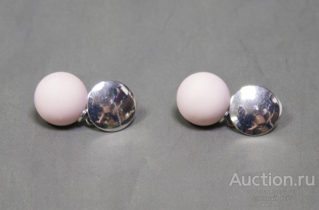 Серьги гвоздики розовые шары, высота 3 см  (18)