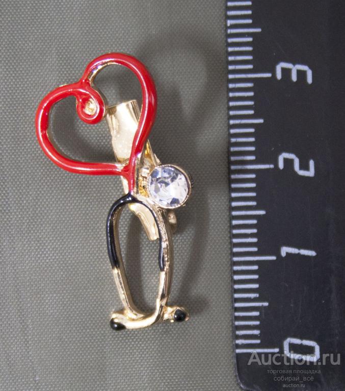 Брошь Медик, сердце, высота 3 см  (8)
