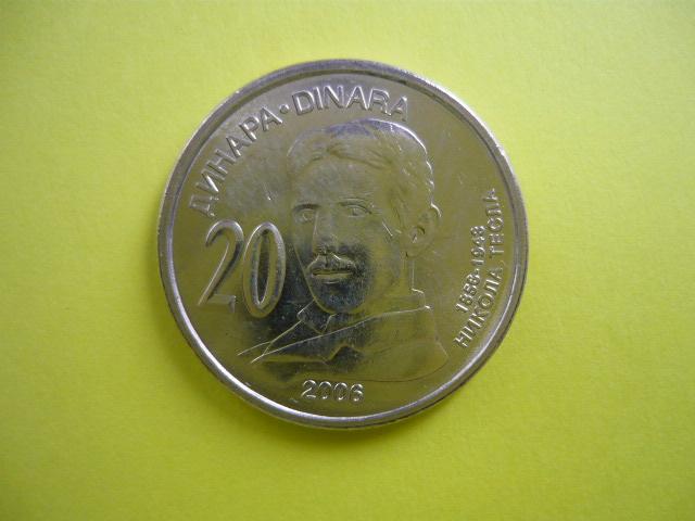 20 динар 2006г. Сербия. Никола Тесла