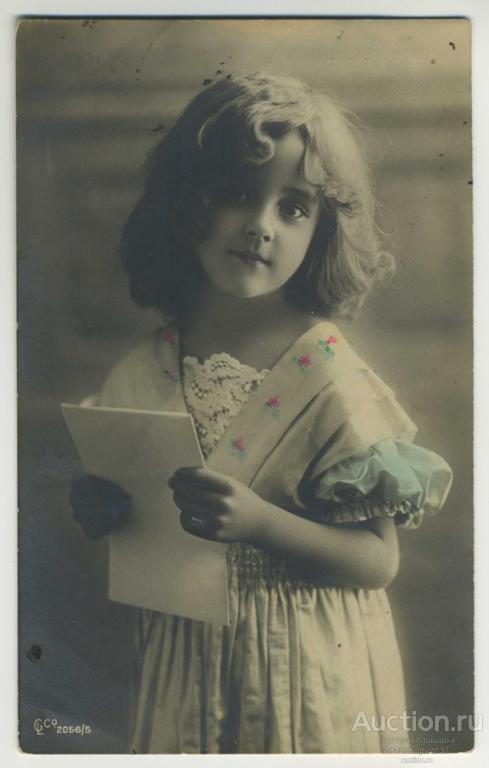Открытка Девочка с листком (GL 2056/5) Германия, 1909 год