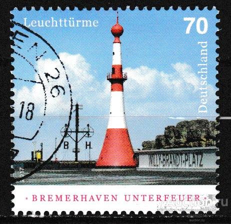 Германия 2017 Маяки Навигация Мореплавание Судоходство Сооружения 1м, гашёная с конверта
