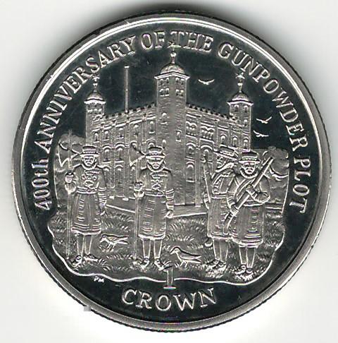 Мэн 1 крона 2005 Пороховой Заговор лондонский Тауэр История