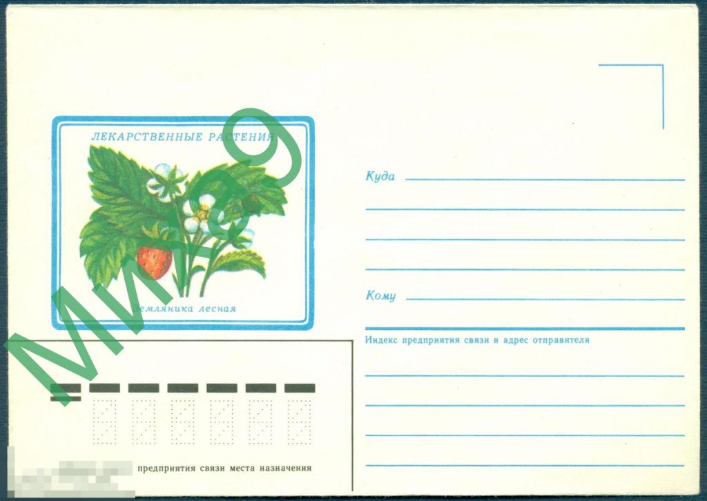 1986 неМК Лекарственные растения Земляника лесная Флора