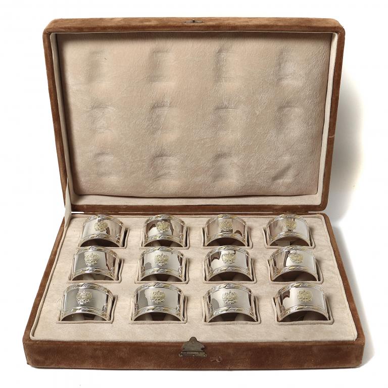 Серебряные кольца для салфеток, 12 шт. Россия