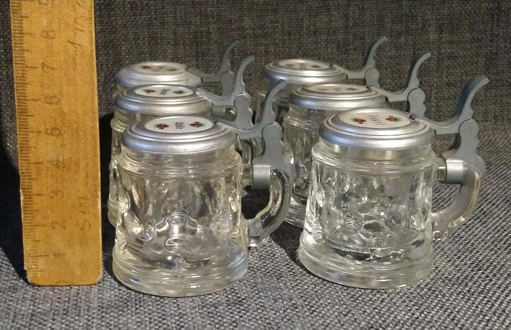 Маленькие кружки стекло олово Германия винтаж