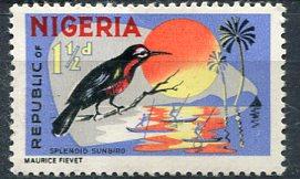 Нигерия 1966 Фауна Птицы Неровный клей.