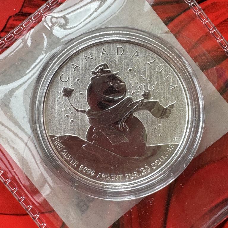 20 долларов 2014 года Канада Серебро В буклете Снеговик