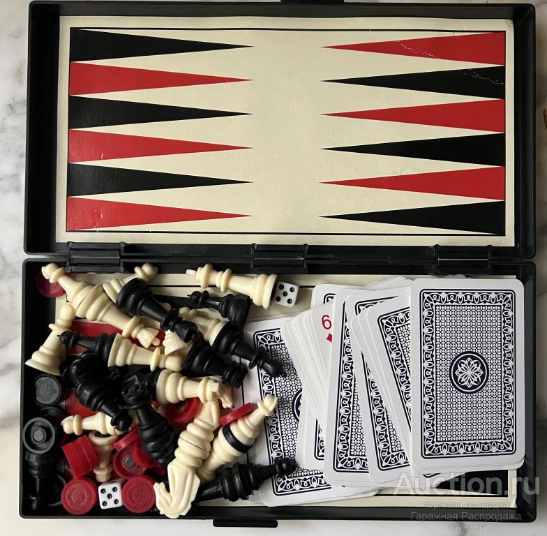 Набор 4 в 1 Магнитные шашки шахматы нарды Игральные карты сувенирные Новые