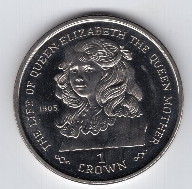 1 крона - Гибралтар - 1999 - Королева-мать - Детство (1905) - Елизавета II - KM#835