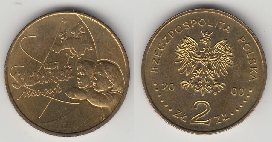 Польша 2 злотых 2000 Солидарность М