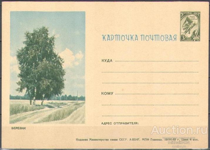 С6616 ✅ Лес Русские Березки Космос Космонавтика 1963 СССР А05147 19195-63 ПК