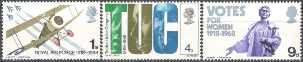 Великобритания 1968, № 485-487, € 0,3, MNH, юбилеи, авиация, политика