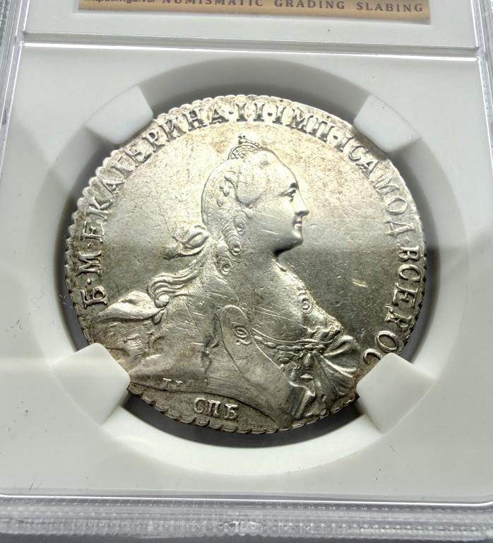 Рубль 1771 СПБ ЯЧ. В слабе NGS.