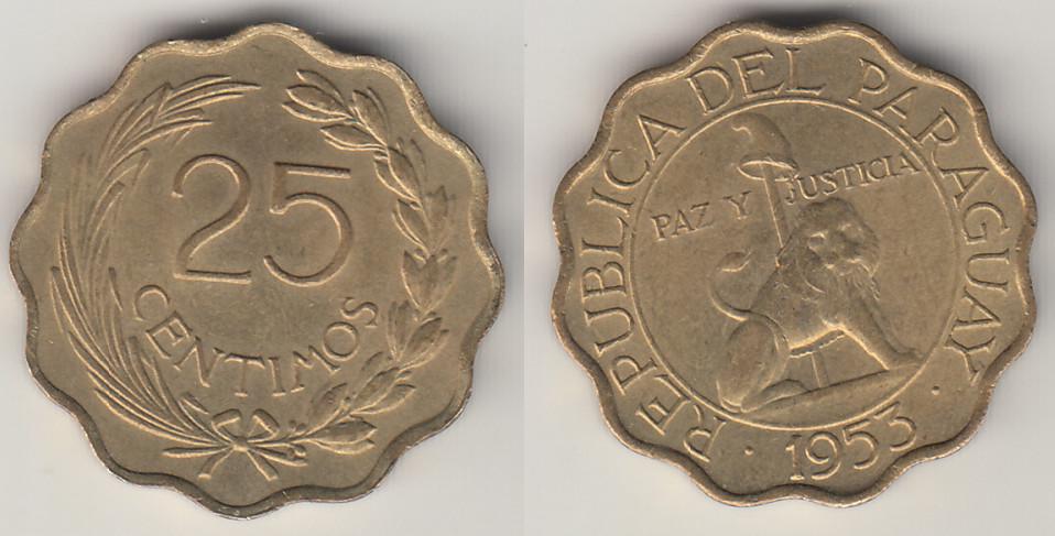 Парагвай 25 сентимо 1953 М