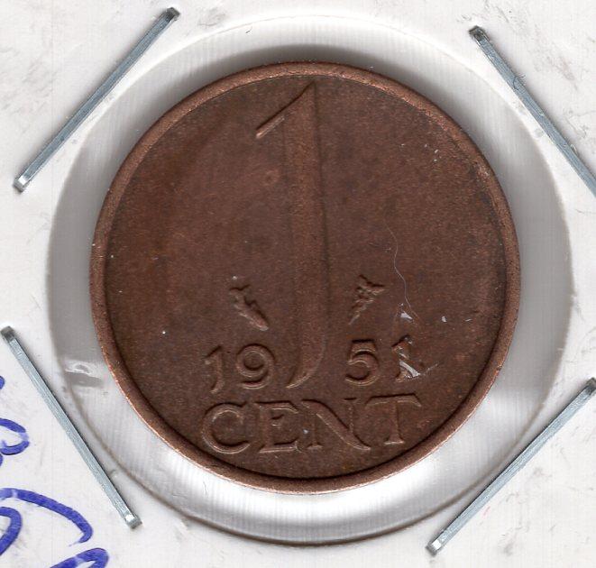 1 цент - Нидерланды - 1951 - KM#180