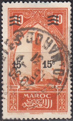 1930 Марокко Стандарт Архитектурные памятники Мечеть Минарет Надпечатка № 87 гаш 1.30 евро